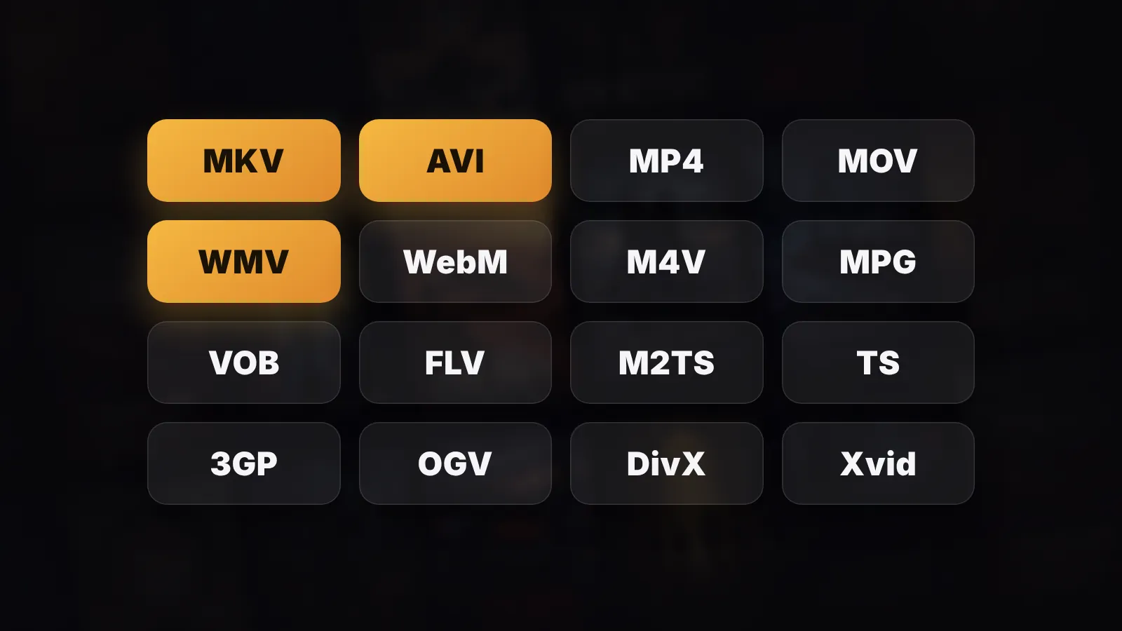 MKV, AVI, WMV, WebM, MPG, VOB and more