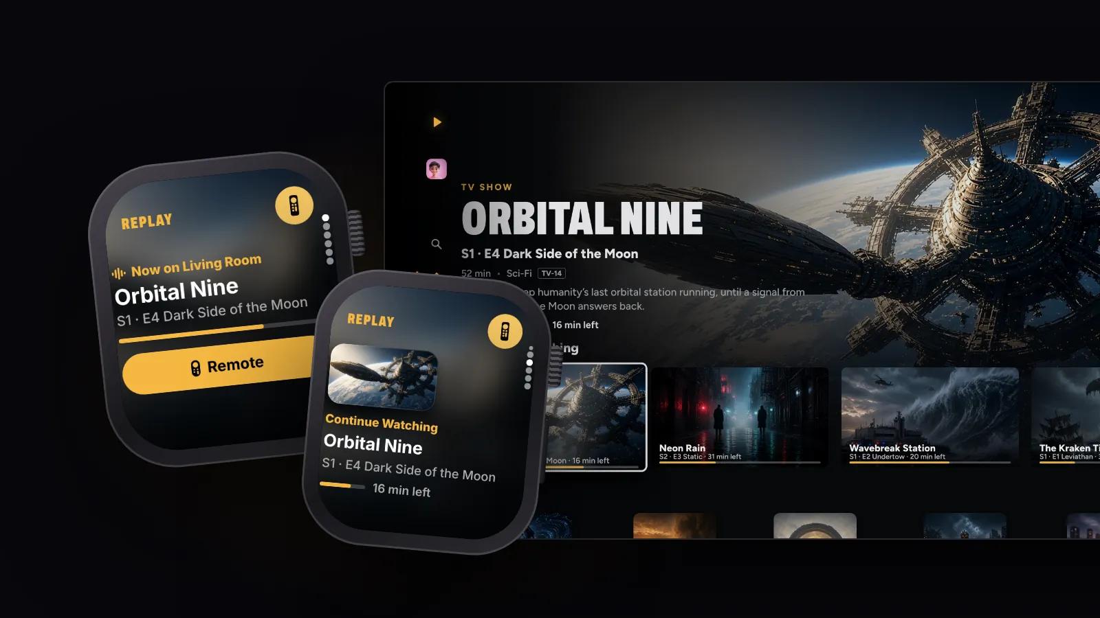 REPLAY on Apple Watch: Now on Living Room, and Orbital Nine in Continue Watching